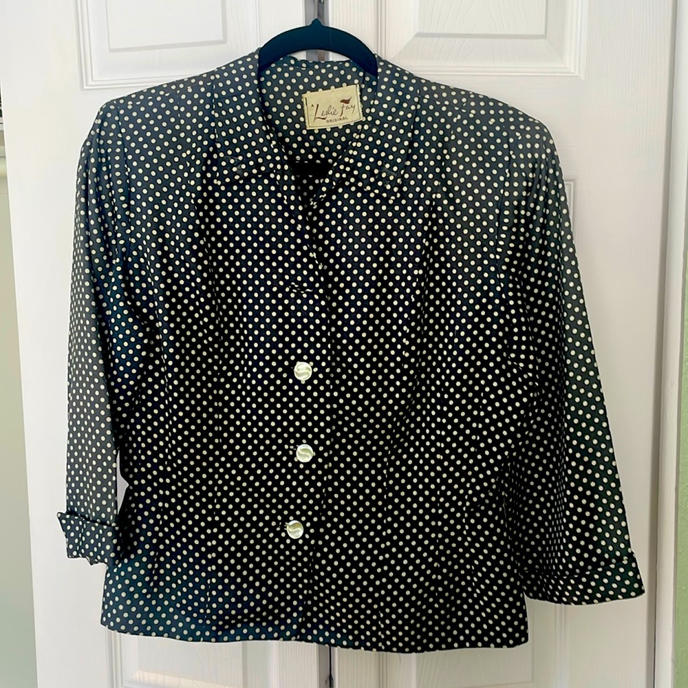 1940s 50s vintage Leslie Fay polka dot jacket